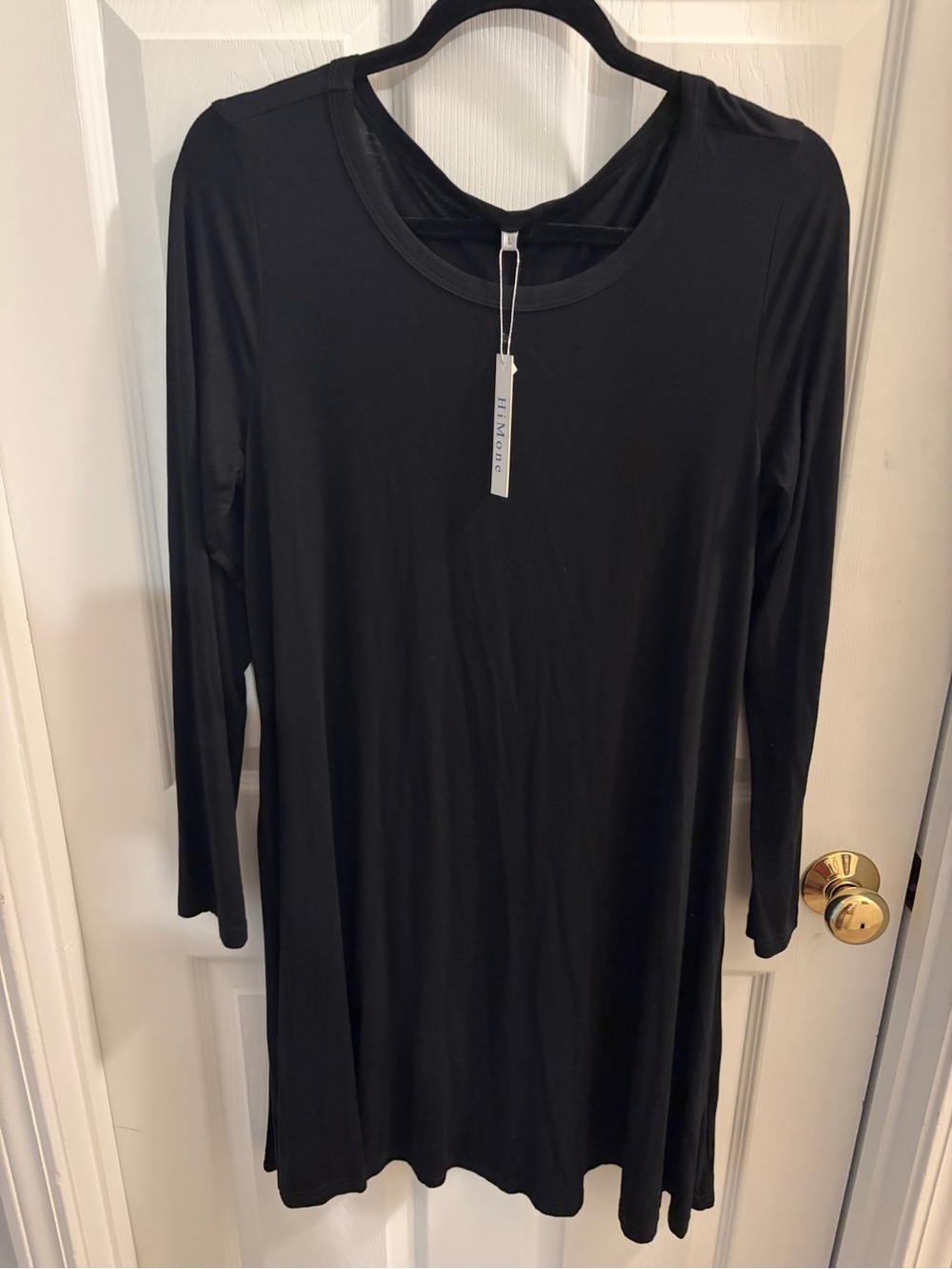 Himone Black Long Sleeve Swing Dress